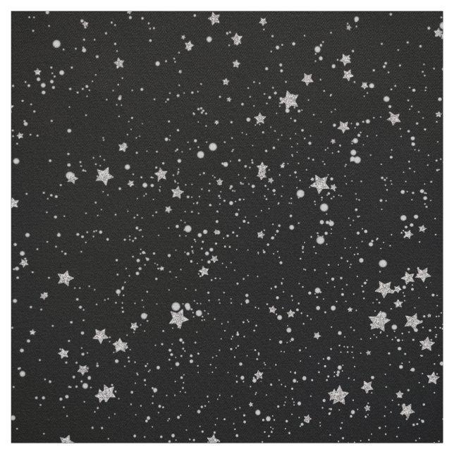 Glitter Stars2 - Silversvart Tyg (Provkarta)