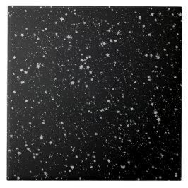 Glitter Stars2 - svart Silver Kakelplatta
