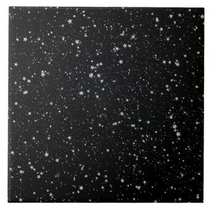 Glitter Stars2 - svart Silver Kakelplatta