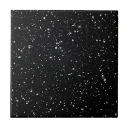 Glitter Stars2 - svart Silver Kakelplatta