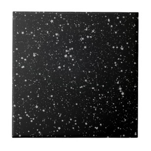 Glitter Stars2 - svart Silver Kakelplatta