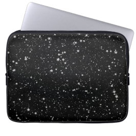 Glitter Stars2 - svart Silver Laptop Fodral