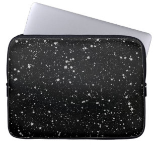 Glitter Stars2 - svart Silver Laptop Fodral