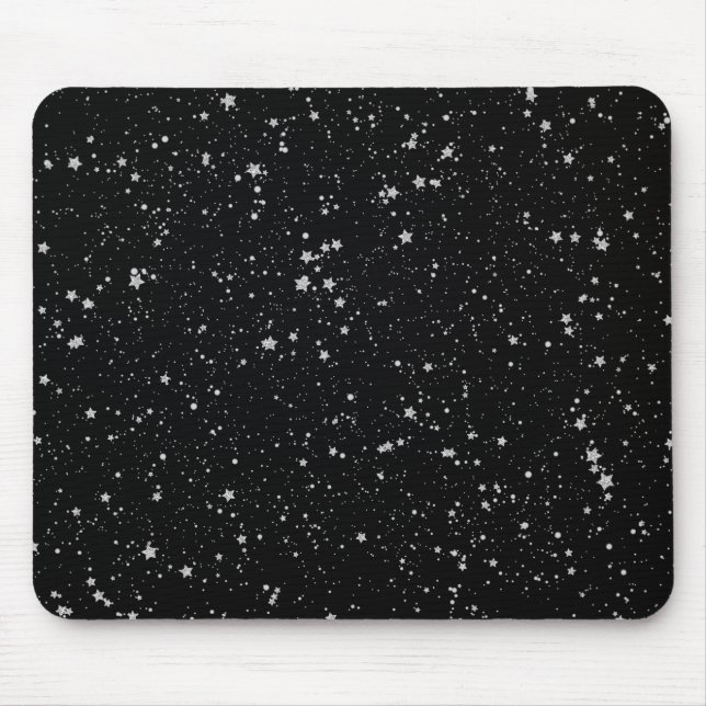 Glitter Stars2 - svart Silver Musmatta (Framsidan)