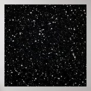 Glitter Stars2 - svart Silver Poster