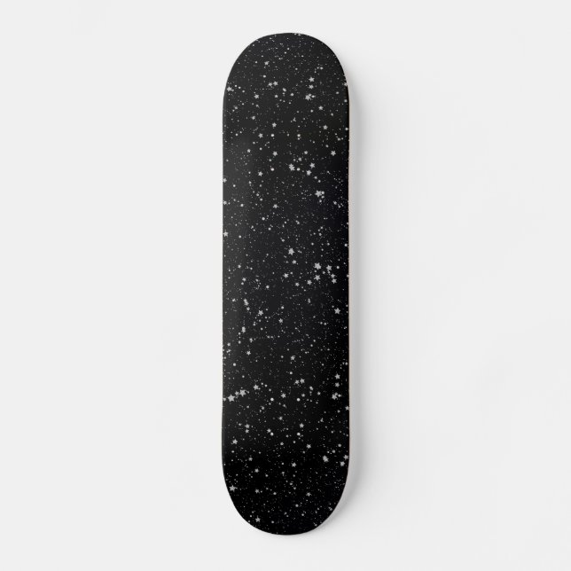 Glitter Stars2 - svart Silver Skateboard Bräda 21,5 Cm (Framsida)