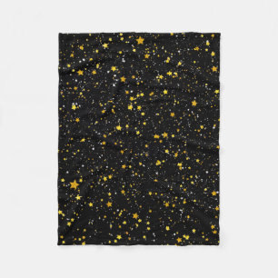Glitter Stars3 - Guldsvart Fleecefilt