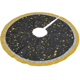 Glitter Stars3 - Guldsvart Julgransmatta Borstad Polyester