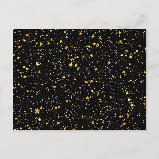 Glitter Stars3 - Guldsvart Vykort (Framsida)