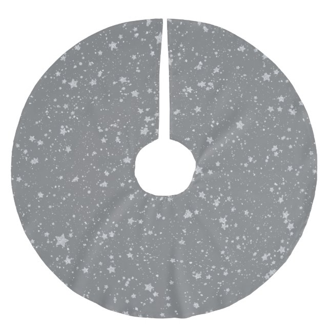 Glitter Stars4 - Silver Julgransmatta Borstad Polyester (Framsidan)