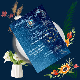 Glitter Stars Blommigt Party Inbjudningar