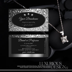 Glitter Stars diamanter i Luxury Black Silver Gnis Visitkort