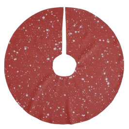 Glitter Stars - Silver Red Julgransmatta Borstad Polyester