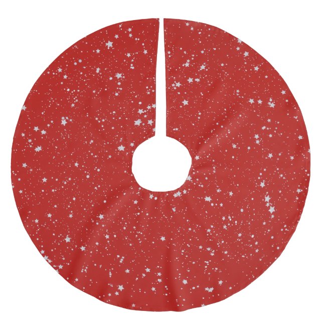 Glitter Stars - Silver Red Julgransmatta Borstad Polyester (Framsidan)