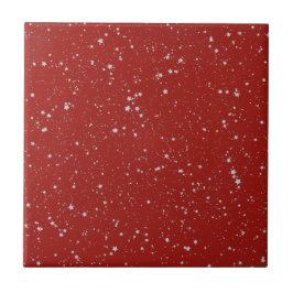 Glitter Stars - Silver Red Kakelplatta