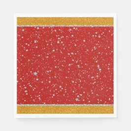 Glitter Stars - Silver Red Pappersservett