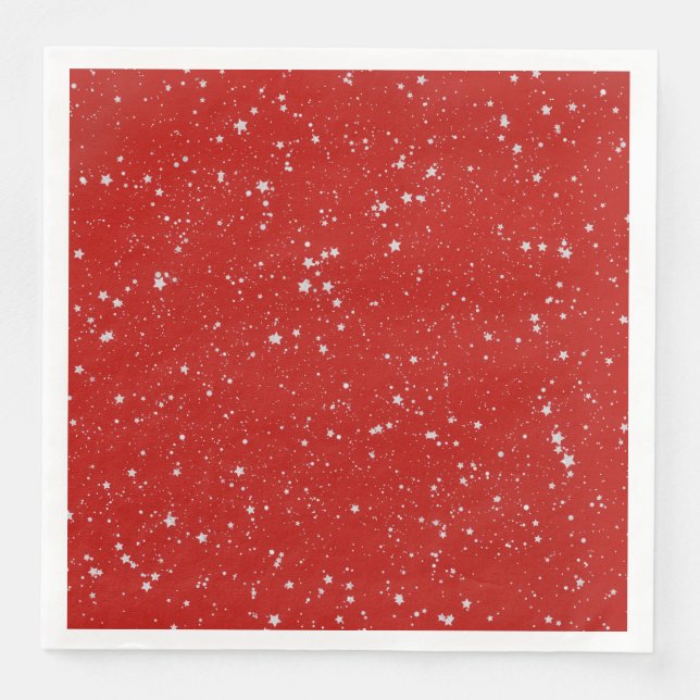 Glitter Stars - Silver Red Pappersservett (Framsida)