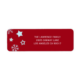 Glitter Stars Snöflingor Red jul Adress Returadress Etikett