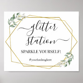 Glitter station skriver grönt guld möhippa poster