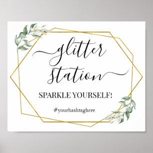 Glitter station skriver grönt guld möhippa poster