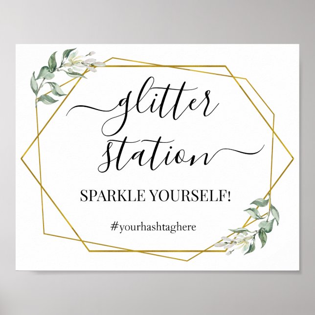 Glitter station skriver grönt guld möhippa poster (Framsidan)