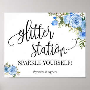 Glitter Station skylt blå boho chic Bröllopsdusch