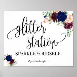 Glitter station-skylt, marinens chic möhippa poster