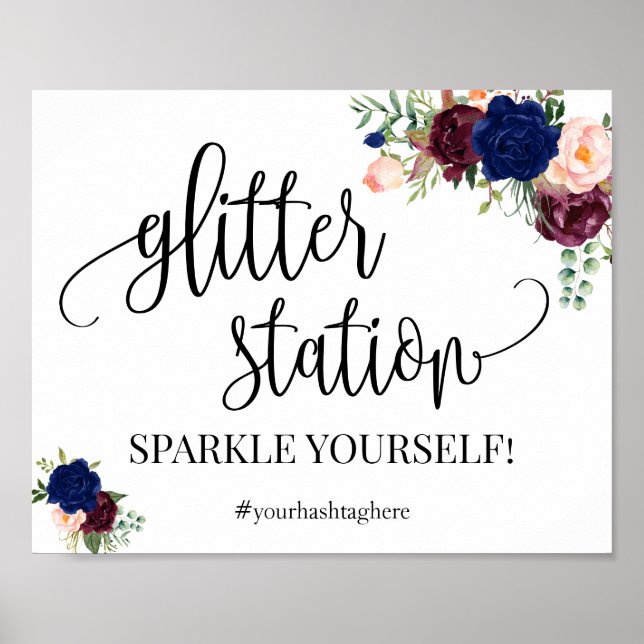 Glitter station-skylt, marinens chic möhippa poster (Framsidan)