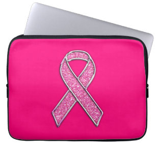 Glitter Stil Rosa Ribbon Awareness Fuchsia Laptop Sleeve