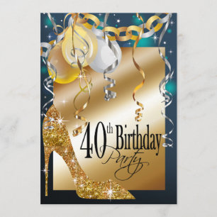 Glitter Stiletto Balloons 21:a födelsedagskalan Inbjudningar