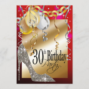 Glitter Stiletto Balloons 21:a födelsedagsrött Inbjudningar