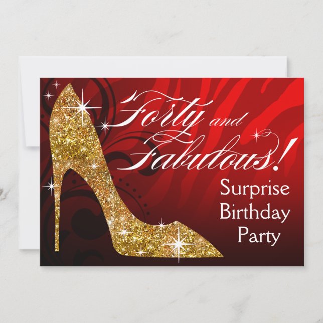 Glitter Stiletto Zebra 30 & Terrific Birthday red Inbjudningar (Framsida)