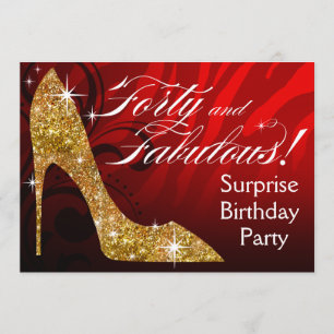 Glitter Stiletto Zebra 30 & Terrific Birthday red Inbjudningar