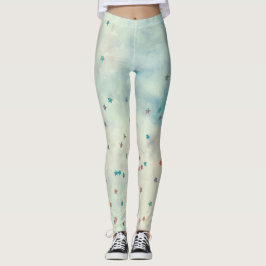 Glitter-stjärnor på marmorerade vattenfärger leggings