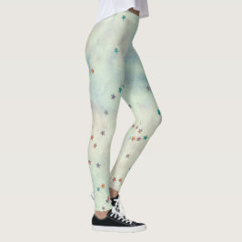 Glitter-stjärnor på marmorerade vattenfärger leggings
