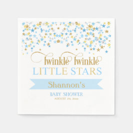 Glitter Stjärnor Tvilling Babyshower Blå & Guld Pappersservett