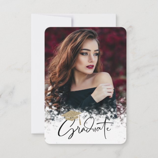 Glitter Studentmössa Photo Studentfest Inbjudningar (Framsida)