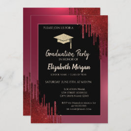 Glitter Studentmössa,Röda drivrutiner Röda Student Inbjudningar