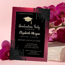 Glitter Studentmössa,Svart drivrutin röd Inbjudningar