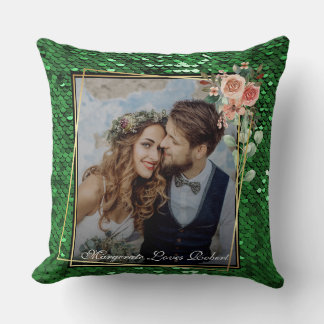 Glitter Stylist Fashion Sequin Green Teal Aquatic  Kudde