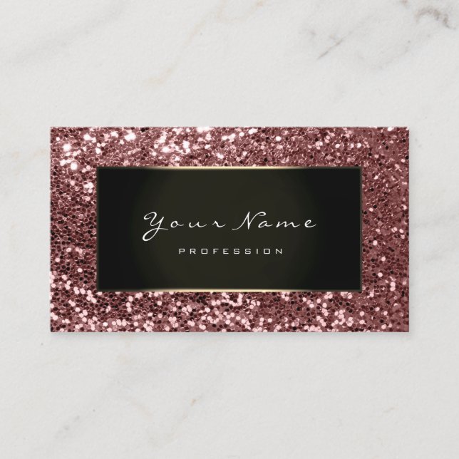 Glitter Stylist Mode Bloggare Guld Svarta Rosan Visitkort (Framsida)