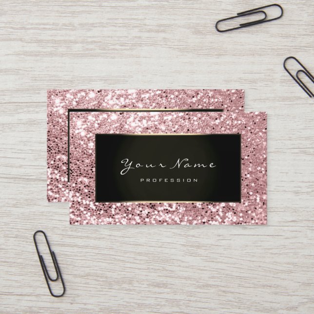 Glitter Stylist Mode Blogge Black Rosa ros Visitkort (Fram/Back In Situ)