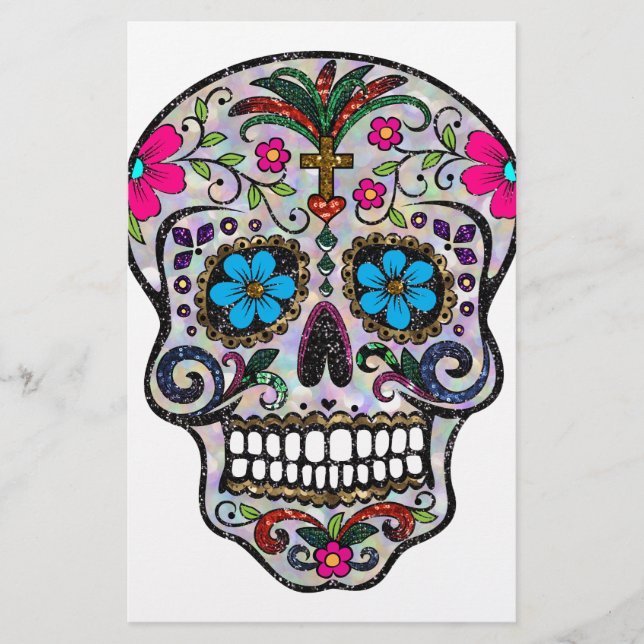 glitter Sugar Skull Brevpapper (Framsida)