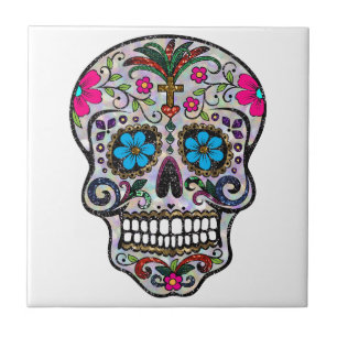 glitter Sugar Skull Kakelplatta