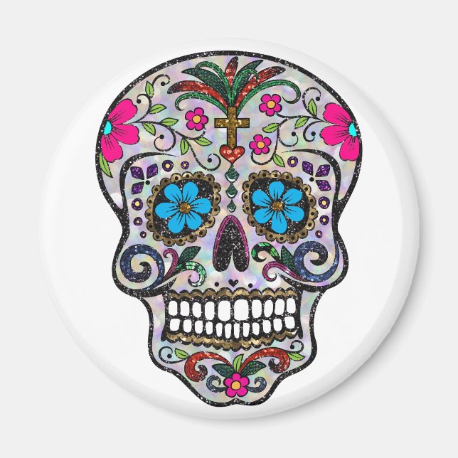 glitter Sugar Skull Magnet (Framsidan)