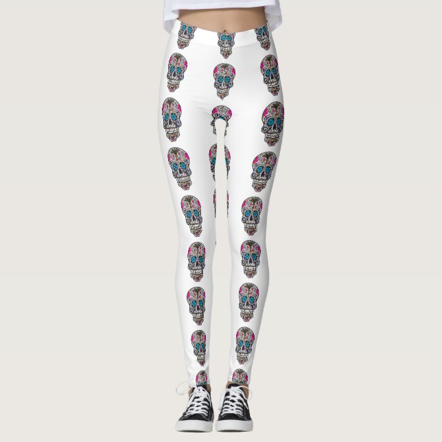 glitter Sugar Skullbaljväxter Leggings (Framsida)