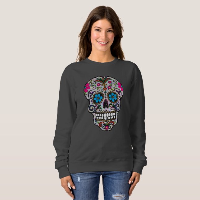 glitter Sugar Skullertröja Tee Shirt (Hel framsida)