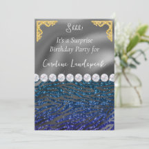 Glitter Surprise Birthday Blue Violet Zebra tryck