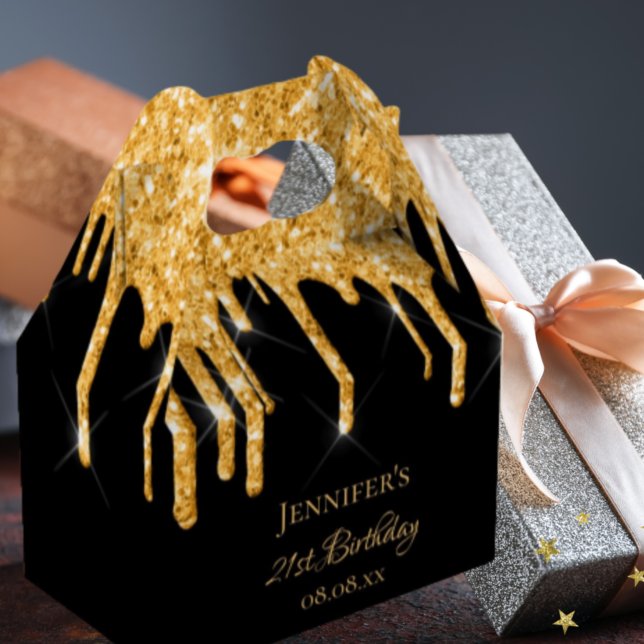 Glitter, svart guld-gnistra, monogram namn presentaskar (Skapare uppladdad)