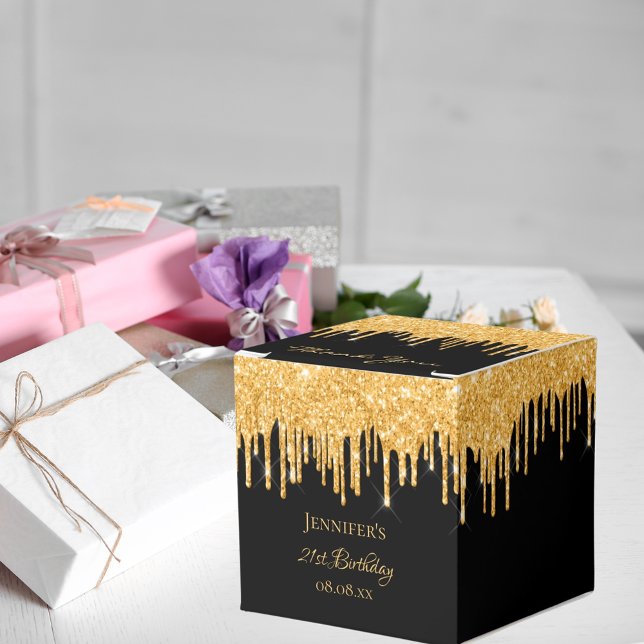 Glitter, svart guld-gnistra, monogram namn presentaskar (Skapare uppladdad)
